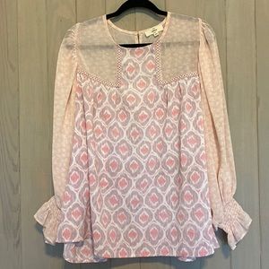 🌸🍑flowy peach/pink blouse, entro, L🍑🌸